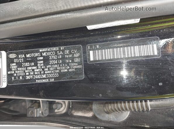 3KPF24AD2ME330555 2021 KIA FORTE Черный 