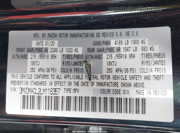 3MVDMACL2LM118357 2020 MAZDA CX-30 Black Vista del compartimento del motor