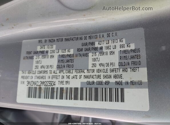 3MVDMACL2MM223904 2021 MAZDA CX-30 Silver Vista del compartimento del motor
