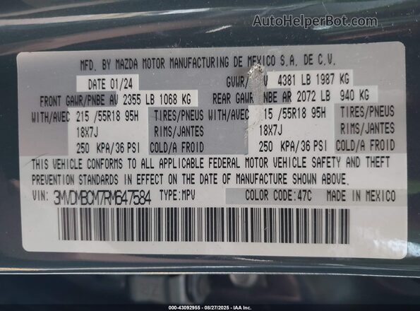 3MVDMBCM7RM647584 2024 MAZDA CX-30 Gray Widok komory silnika