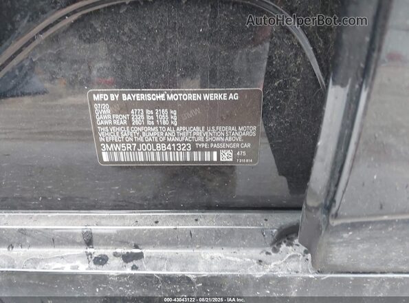 3MW5R7J00L8B41323 2020 BMW 3 SERIES Black Շարժիչի բաժամունքի տեսք
