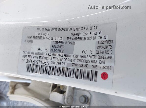 3MYDLBYV9HY148574 2017 TOYOTA YARIS IA White 
