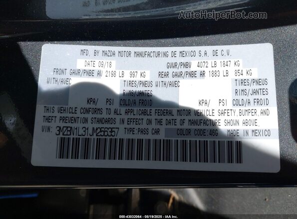 3MZBN1L31JM256357 2018 MAZDA 3 Gray 