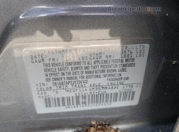 3N1AB7AP2JY224142 2018 NISSAN SENTRA Gray 