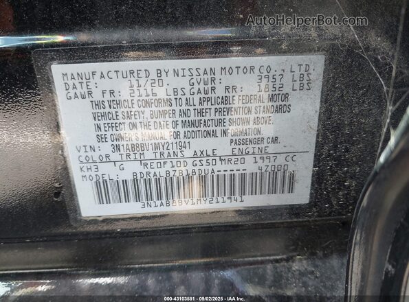 3N1AB8BV1MY211941 2021 NISSAN SENTRA Black Շարժիչի բաժամունքի տեսք
