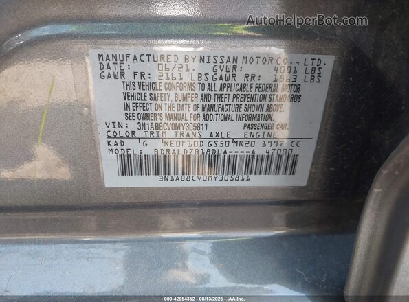 3N1AB8CV0MY305811 2021 NISSAN SENTRA Gray Widok komory silnika