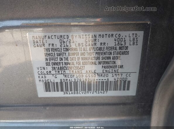 3N1AB8CV2MY295427 2021 NISSAN SENTRA Gray Вид підкапотного простору