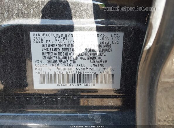 3N1AB8CV6MY310740 2021 NISSAN SENTRA Black Շարժիչի բաժամունքի տեսք