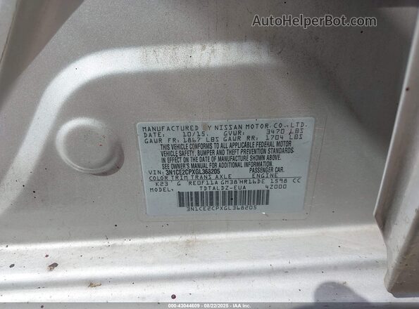 3N1CE2CPXGL368205 2016 NISSAN VERSA NOTE Gray ძრავის განყოფილების ხედი