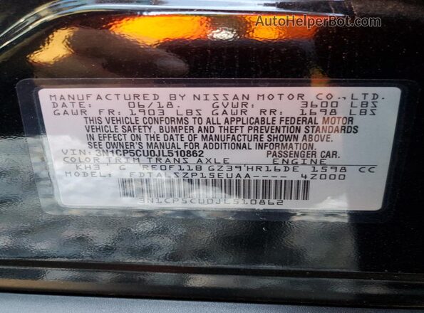 3N1CP5CU0JL510862 2018 NISSAN KICKS Two Tone 