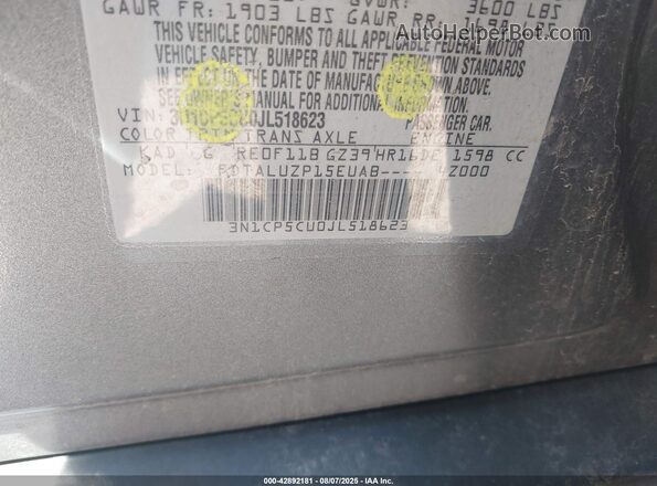 3N1CP5CU0JL518623 2018 NISSAN KICKS Gray 