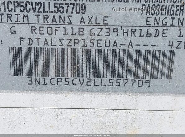 3N1CP5CV2LL557709 2020 NISSAN KICKS White Engine compartment view
