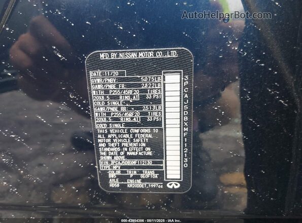 3PCAJ5DBXMF112130 2021 INFINITI QX50 Black Widok komory silnika