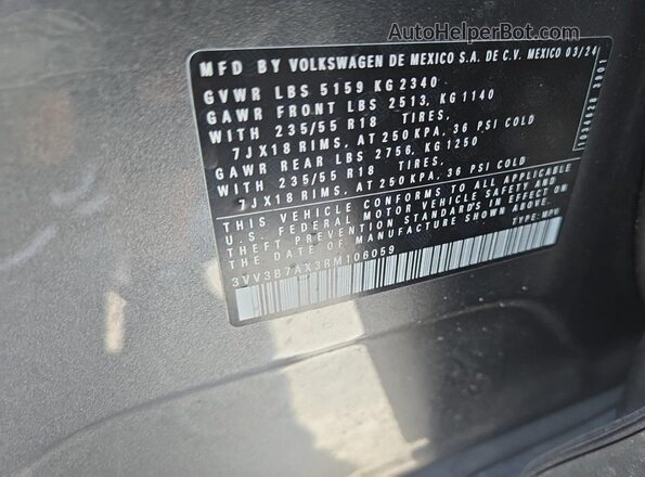 3VV3B7AX3RM106059 2024 VOLKSWAGEN TIGUAN  