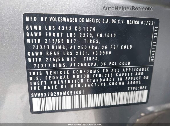 3VV5X7B29RM051081 2024 VOLKSWAGEN TAOS Silver Engine compartment view