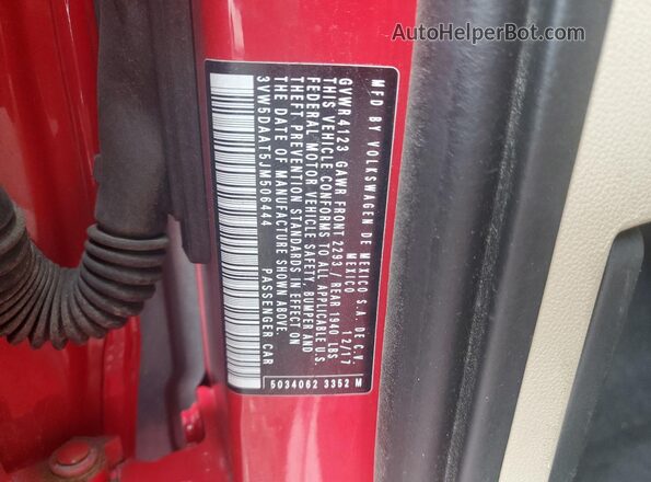 3VW5DAAT5JM506444 2018 VOLKSWAGEN BEETLE Red 