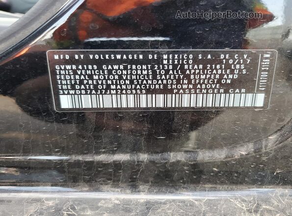 3VWDB7AJ7JM240959 2018 VOLKSWAGEN JETTA Black 