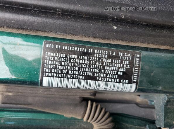 3VWFD7AT3JM710005 2018 VOLKSWAGEN BEETLE Green 