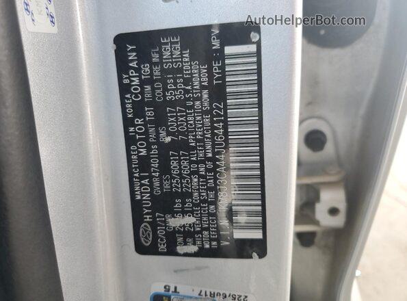 KM8J3CA44JU644122 2018 HYUNDAI TUCSON Серебряный 