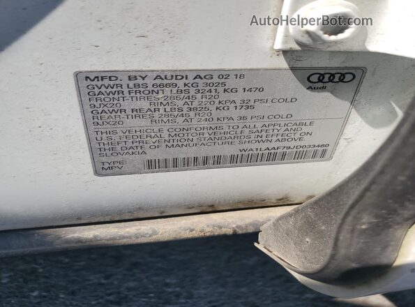 WA1LAAF79JD033460 2018 AUDI Q7 White 