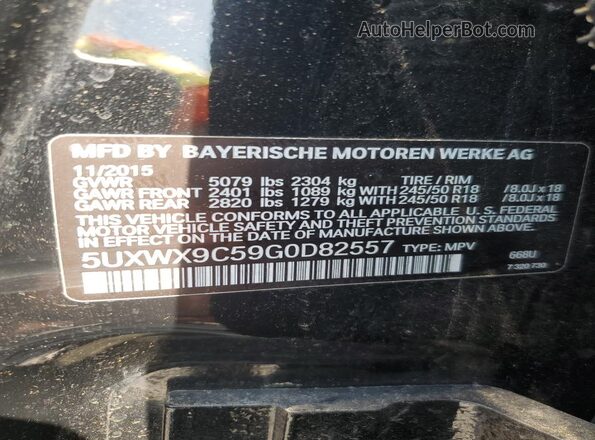 5UXWX9C59G0D82557 2016 BMW X3 Black Панорамний вид салону 360°