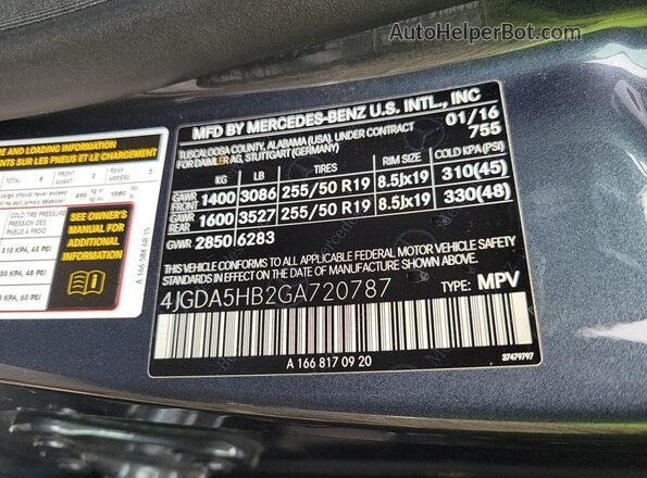 4JGDA5HB2GA720787 2016 MERCEDES-BENZ GLE-CLASS Blue 