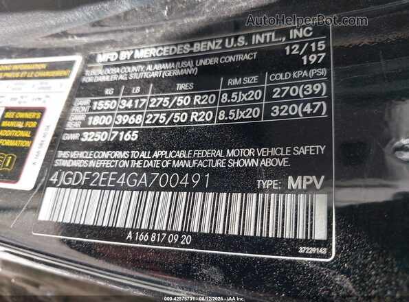 4JGDF2EE4GA700491 2016 MERCEDES-BENZ GL 350 BLUETEC Black Engine compartment view