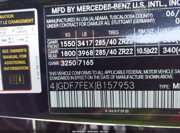 4JGDF7FEXJB157953 2018 MERCEDES-BENZ AMG GLS 63 Black Շարժիչի բաժամունքի տեսք