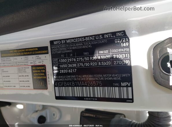 4JGFB4KB1MA426575 2021 MERCEDES-BENZ GLE 350 Белый 