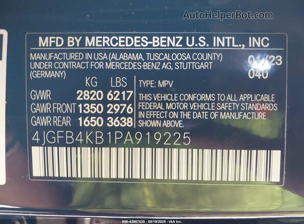 4JGFB4KB1PA919225 2023 MERCEDES-BENZ GLE 350 Black Вид підкапотного простору
