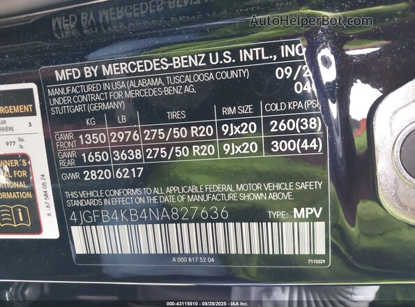 4JGFB4KB4NA827636 2022 MERCEDES-BENZ GLE 350 Black 