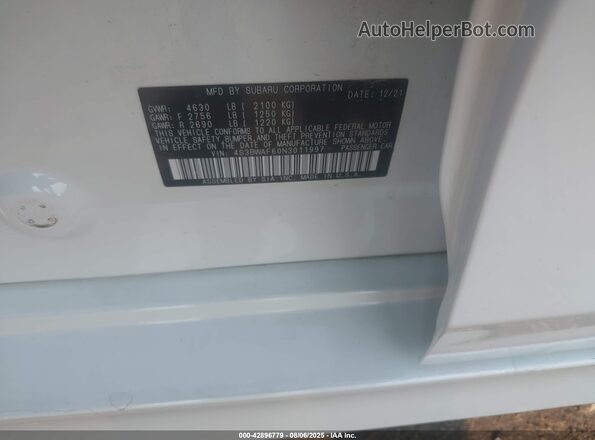 4S3BWAF60N3011997 2022 SUBARU LEGACY White Շարժիչի բաժամունքի տեսք