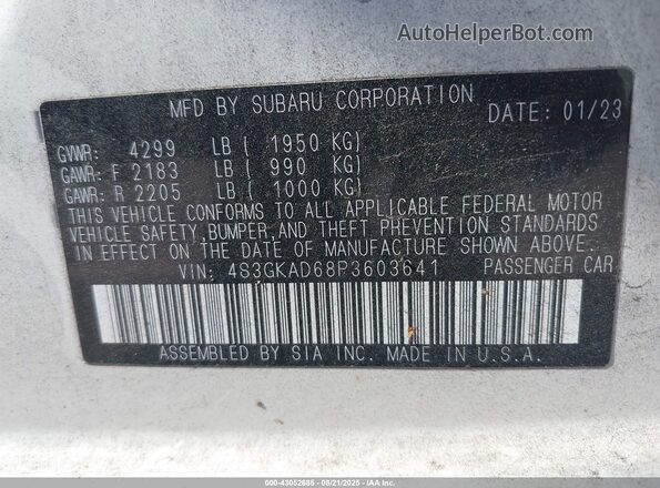 4S3GKAD68P3603641 2023 SUBARU IMPREZA White ძრავის განყოფილების ხედი