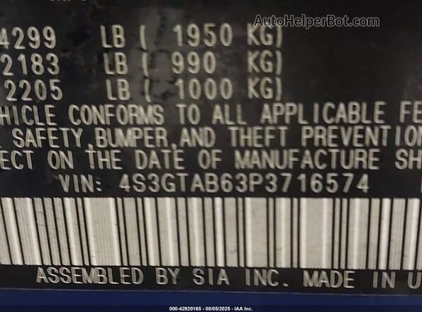 4S3GTAB63P3716574 2023 SUBARU IMPREZA Blue 