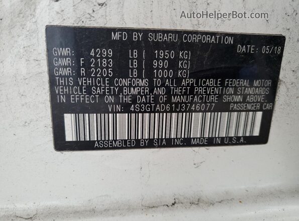 4S3GTAD61J3746077 2018 SUBARU IMPREZA White 