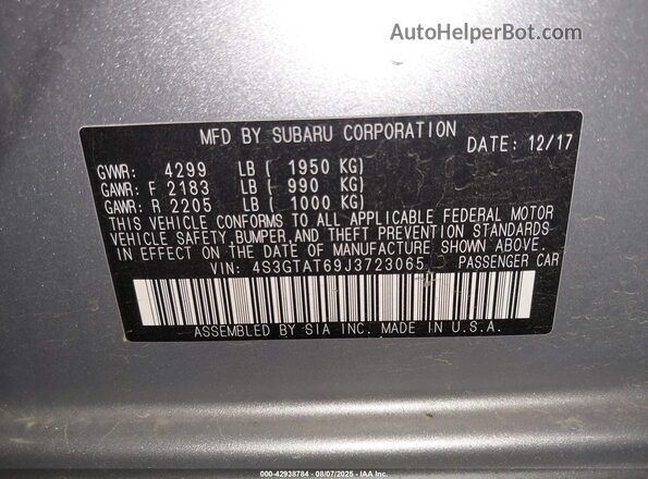 4S3GTAT69J3723065 2018 SUBARU IMPREZA Silver 