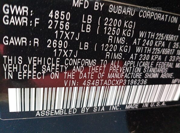 4S4BTADCXP3196236 2023 SUBARU OUTBACK  Вид спереди