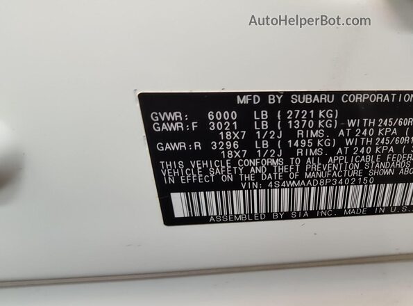 4S4WMAAD8P3402150 2023 SUBARU ASCENT  Вид спереди