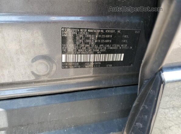 4T3E6RFV8NU085085 2022 TOYOTA RAV4 Gray Widok naklejki z numerem VIN