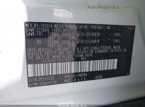 4T3E6RFV9RU168918 2024 TOYOTA RAV4 White 