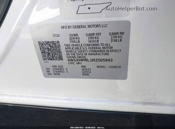 4W5XHPRL1RZ505943 2024 ACURA ZDX Белый Вид подкапотного пространства