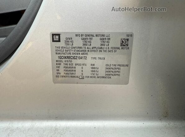 1GCVKREC3GZ104172 2016 CHEVROLET ALL MODELS Silver 