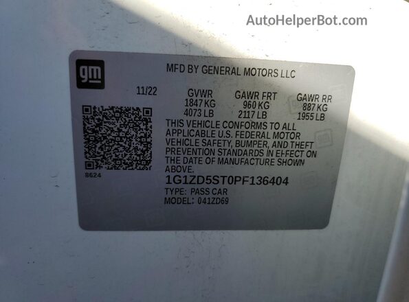 1G1ZD5ST0PF136404 2023 CHEVROLET MALIBU White 