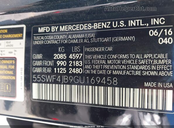 55SWF4JB9GU169458 2016 MERCEDES-BENZ C-CLASS Black Engine compartment view