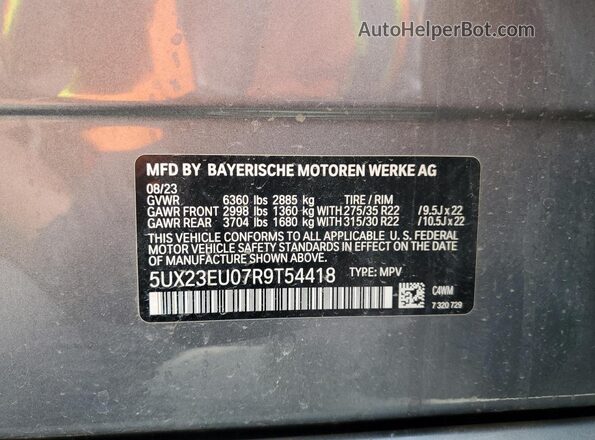 5UX23EU07R9T54418 2024 BMW X5 Gray 