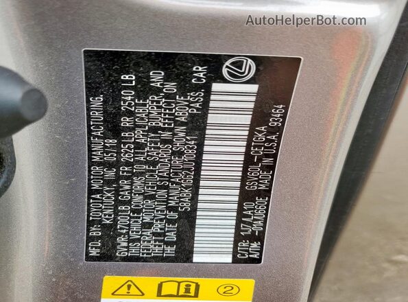 58ABK1GG2JU108341 2018 LEXUS ES Gold 