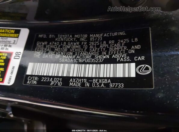 58ADA1C16PU035237 2023 LEXUS ES 300H Black Engine compartment view