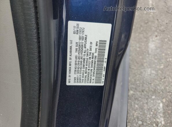 5FNRL5H6XHB021360 2017 HONDA ODYSSEY Blue 