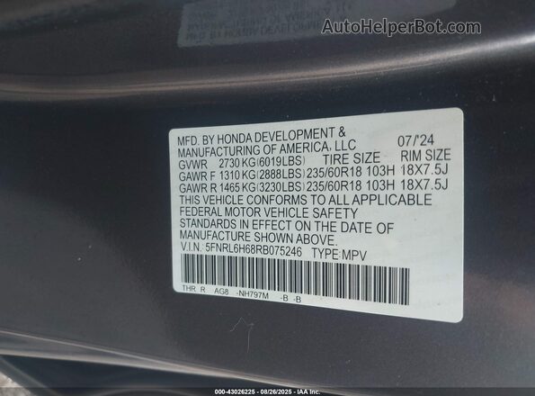 5FNRL6H68RB075246 2024 HONDA ODYSSEY  