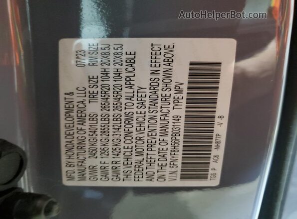 5FNYF8H56PB031149 2023 HONDA PASSPORT Blue 